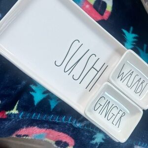 Rae Dunn Sushi Plate Set - White